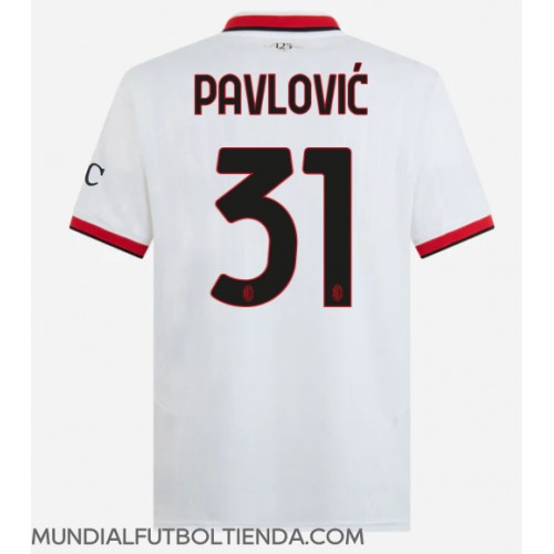 Camiseta AC Milan Strahinja Pavlovic #31 Segunda Equipación Replica 2024-25 mangas cortas